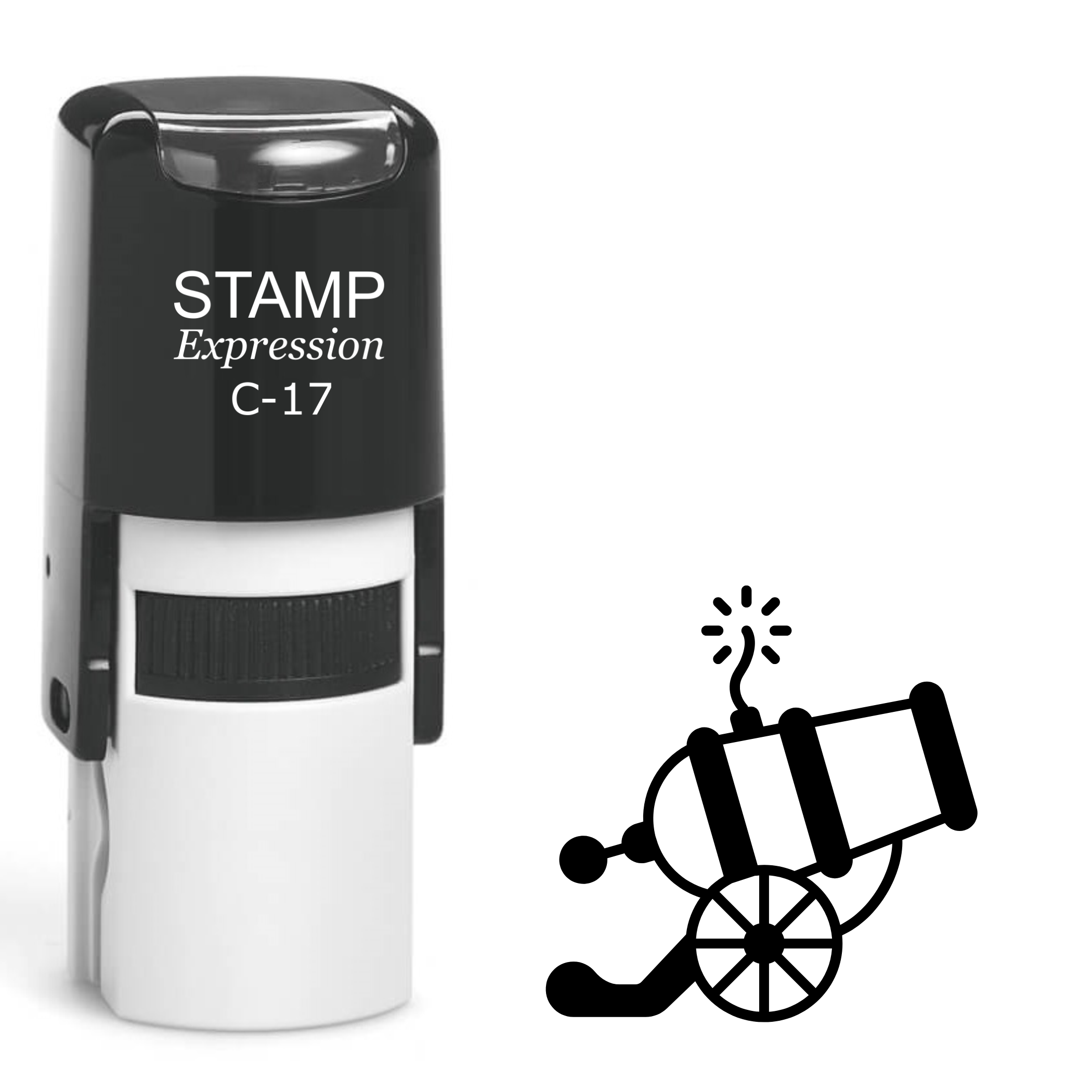 Firing cannon outline Self Inking Rubber Stamp (SH-64722)