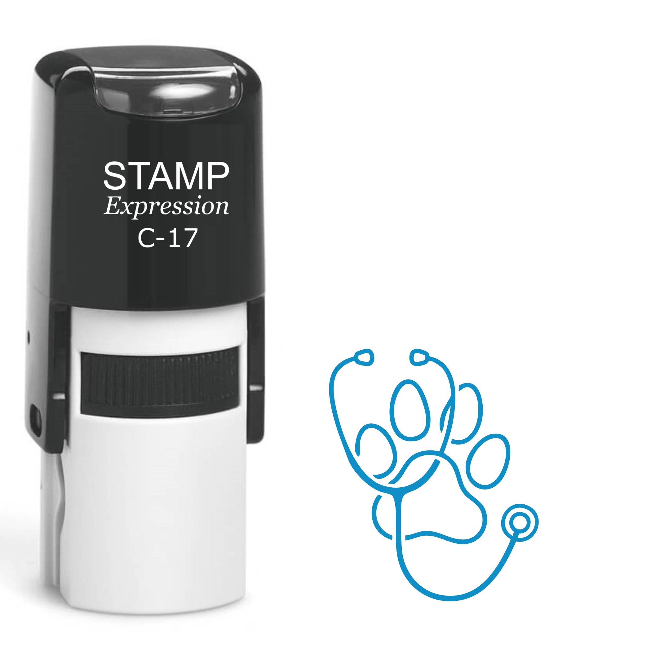 Paw print with stethoscope veterinarian Self Inking Rubber Stamp (SH-64733)
