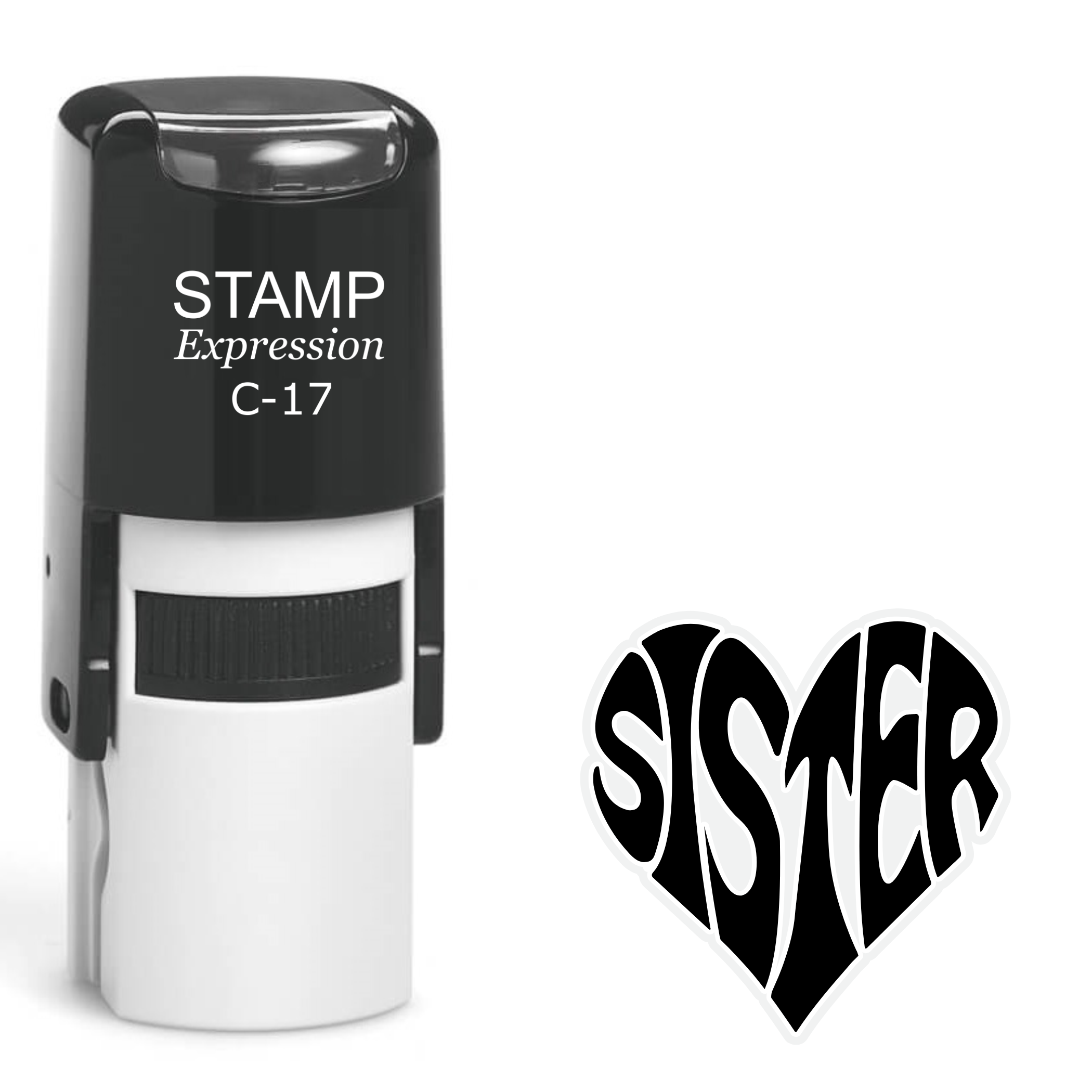 Sister heart text Self Inking Rubber Stamp (SH-64739)