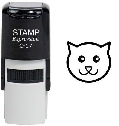 Cat Head Outline Self Inking Rubber Stamp (SH-6496)