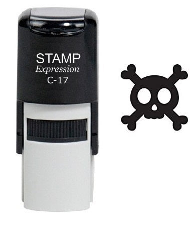 Skull And Bones Self Inking Rubber Stamp (SH-6538)