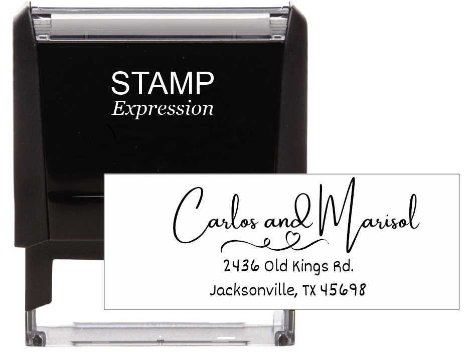 Waivy Heart Self-Inking Custom Rubber Stamp Personalized Return Address Stamp With Name and Address Self-Inking Custom Rubber Stamp | Personalized Return Address Stamp | Name & Address Customizable (70854)