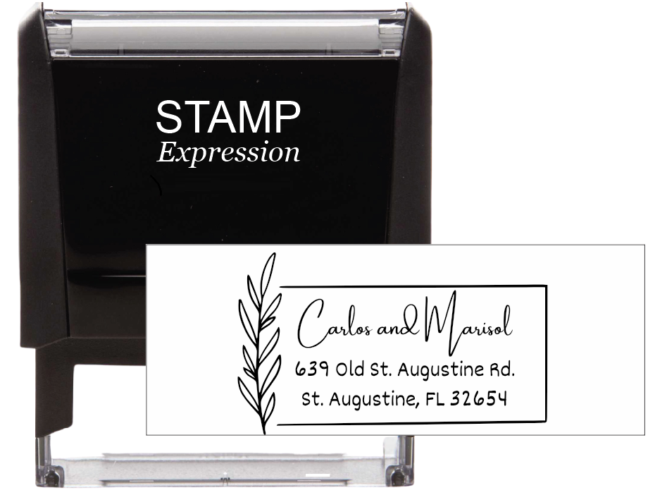 Tall Plant Self-Inking Custom Rubber Stamp Personalized Return Address Stamp With Name and Address Self-Inking Custom Rubber Stamp | Personalized Return Address Stamp | Name & Address Customizable (70859)