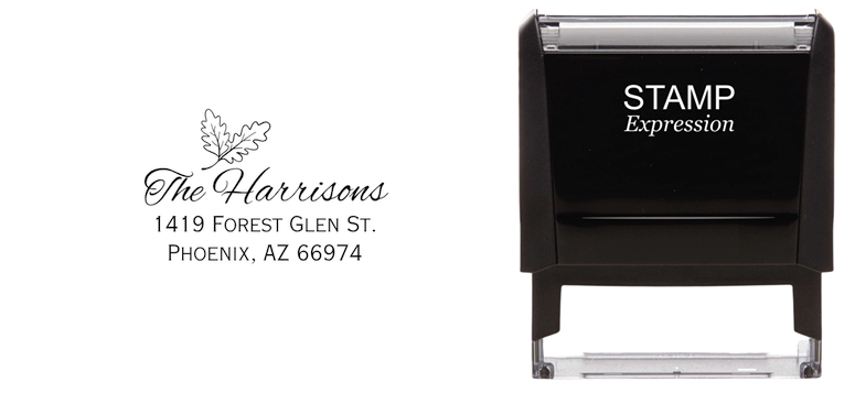 Oak Leaf HarrisonSelf-Inking Custom Rubber Stamp Personalized Return Address Stamp With Name and Address Self-Inking Custom Rubber Stamp | Personalized Return Address Stamp | Name & Address Customizable (70866)