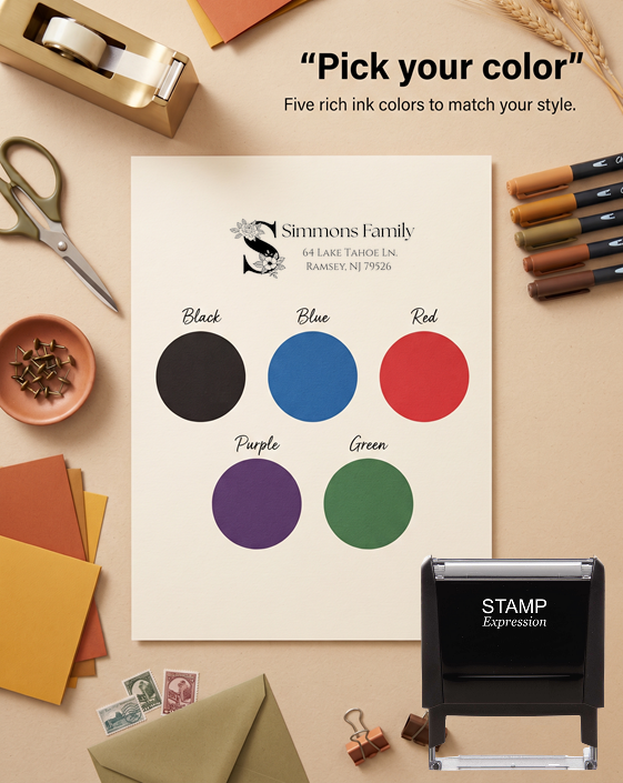 Floral S StampSelf-Inking Custom Rubber Stamp Personalized Return Address Stamp With Name and Address Self-Inking Custom Rubber Stamp | Personalized Return Address Stamp | Name & Address Customizable (70887)