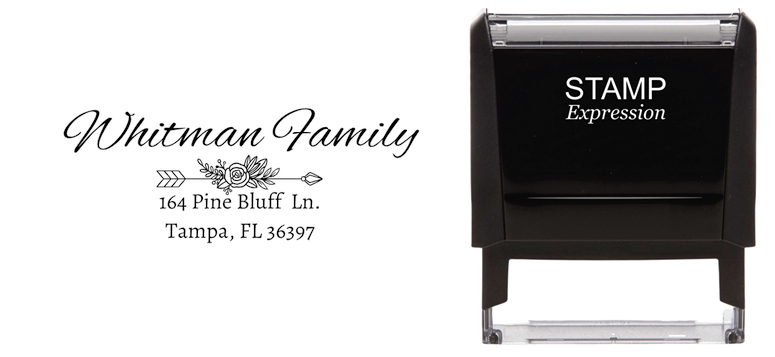 Floral ArrowSelf-Inking Custom Rubber Stamp Personalized Return Address Stamp With Name and Address Self-Inking Custom Rubber Stamp | Personalized Return Address Stamp | Name & Address Customizable (70894)