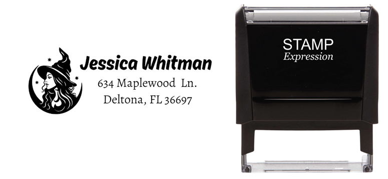Mystical Witch CelestialSelf-Inking Custom Rubber Stamp Personalized Return Address Stamp With Name and Address Self-Inking Custom Rubber Stamp | Personalized Return Address Stamp | Name & Address Customizable (70895)