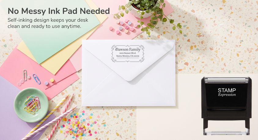 Ornate BoxSelf-Inking Custom Rubber Stamp Personalized Return Address Stamp With Name and Address Self-Inking Custom Rubber Stamp | Personalized Return Address Stamp | Name & Address Customizable (70907)