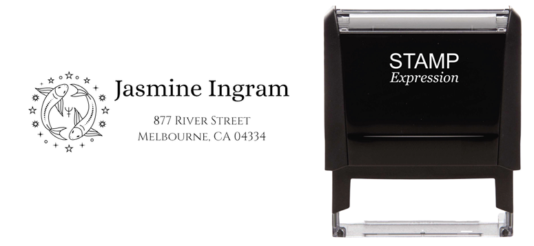 Pisces ZodiacSelf-Inking Custom Rubber Stamp Personalized Return Address Stamp With Name and Address Self-Inking Custom Rubber Stamp | Personalized Return Address Stamp | Name & Address Customizable (70915)