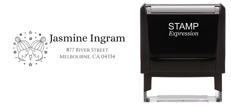 Gemini ZodiacSelf-Inking Custom Rubber Stamp Personalized Return Address Stamp With Name and Address Self-Inking Custom Rubber Stamp | Personalized Return Address Stamp | Name & Address Customizable (70918)