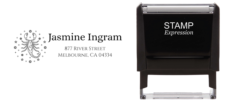 Scorpio ZodiacSelf-Inking Custom Rubber Stamp Personalized Return Address Stamp With Name and Address Self-Inking Custom Rubber Stamp | Personalized Return Address Stamp | Name & Address Customizable (70919)