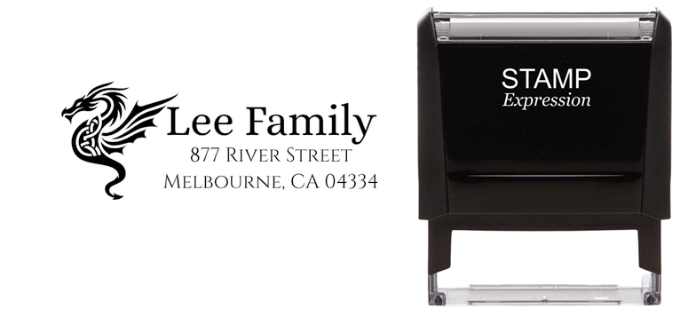 Tribal DragonSelf-Inking Custom Rubber Stamp Personalized Return Address Stamp With Name and Address Self-Inking Custom Rubber Stamp | Personalized Return Address Stamp | Name & Address Customizable (70927)