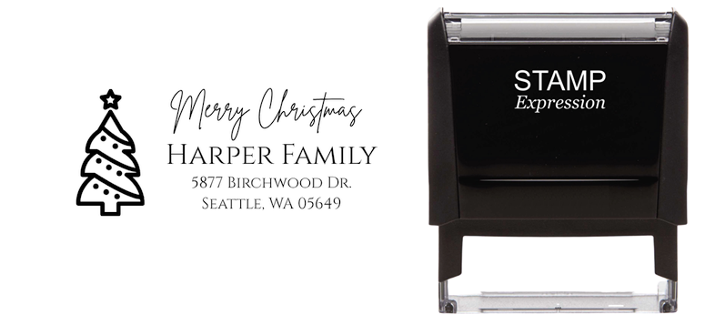 Christmas TreeSelf-Inking Custom Rubber Stamp Personalized Return Address Stamp With Name and Address Self-Inking Custom Rubber Stamp | Personalized Return Address Stamp | Name & Address Customizable (70929)