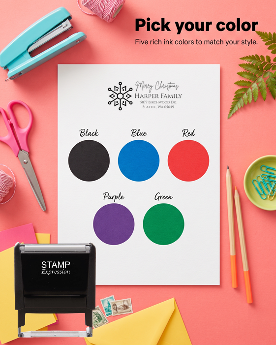 Ornate SnowflakeSelf-Inking Custom Rubber Stamp Personalized Return Address Stamp With Name and Address Self-Inking Custom Rubber Stamp | Personalized Return Address Stamp | Name & Address Customizable (70930)