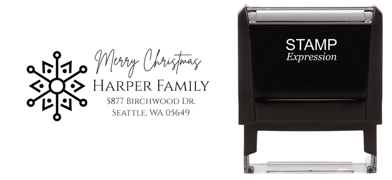 Ornate SnowflakeSelf-Inking Custom Rubber Stamp Personalized Return Address Stamp With Name and Address Self-Inking Custom Rubber Stamp | Personalized Return Address Stamp | Name & Address Customizable (70930)