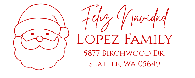 Feliz Navidad Santa HeadSelf-Inking Custom Rubber Stamp Personalized Return Address Stamp With Name and Address Self-Inking Custom Rubber Stamp | Personalized Return Address Stamp | Name & Address Customizable (70937)