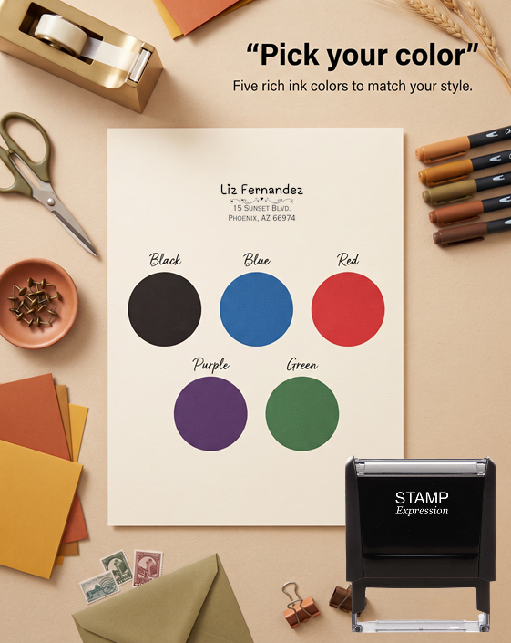 Ornate Hearts Liz FernandezSelf-Inking Custom Rubber Stamp Personalized Return Address Stamp With Name and Address Self-Inking Custom Rubber Stamp | Personalized Return Address Stamp | Name & Address Customizable (70948)