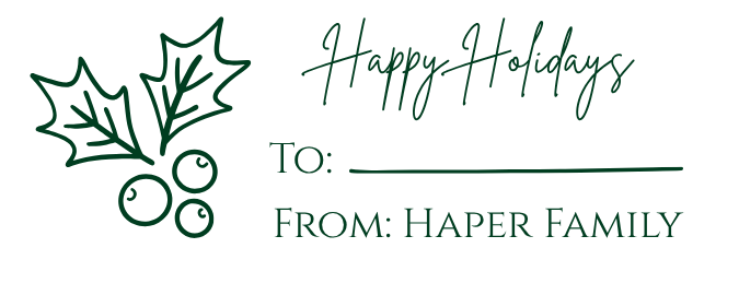 Happy Holidays Christmas Tree Gifts Stamp From To with Holly Berry Address Stamp