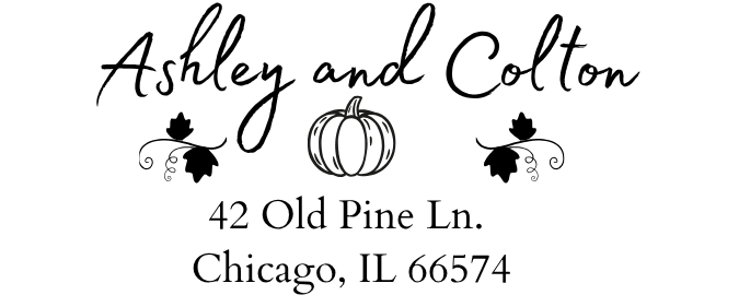 Fall Pumpkin with LeavesSelf-Inking Custom Rubber Stamp Personalized Return Address Stamp With Name and Address Self-Inking Custom Rubber Stamp | Personalized Return Address Stamp | Name & Address Customizable (70964)