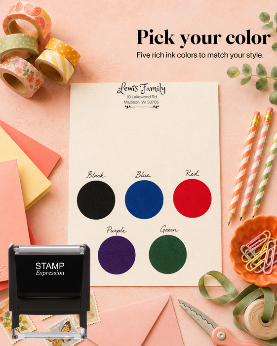 Elegant Lewis Family StampSelf-Inking Custom Rubber Stamp Personalized Return Address Stamp With Name and Address Self-Inking Custom Rubber Stamp | Personalized Return Address Stamp | Name & Address Customizable (70969)