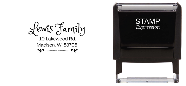 Elegant Lewis Family StampSelf-Inking Custom Rubber Stamp Personalized Return Address Stamp With Name and Address Self-Inking Custom Rubber Stamp | Personalized Return Address Stamp | Name & Address Customizable (70969)