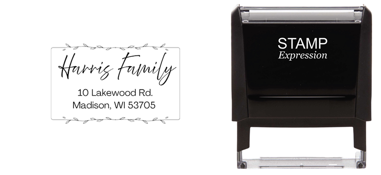 Box Border with LeavesSelf-Inking Custom Rubber Stamp Personalized Return Address Stamp With Name and Address Self-Inking Custom Rubber Stamp | Personalized Return Address Stamp | Name & Address Customizable (70975)