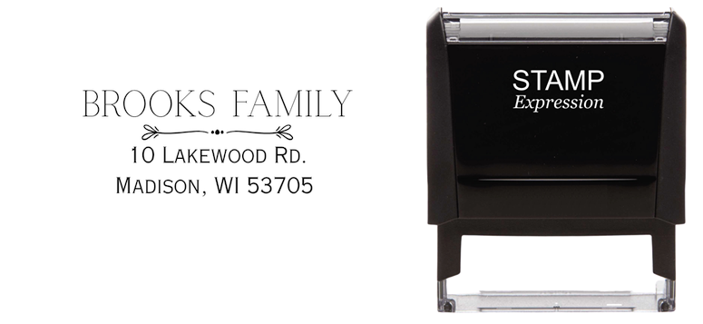 Brooks Family Leaves with Three DotsSelf-Inking Custom Rubber Stamp Personalized Return Address Stamp With Name and Address Self-Inking Custom Rubber Stamp | Personalized Return Address Stamp | Name & Address Customizable (70976)