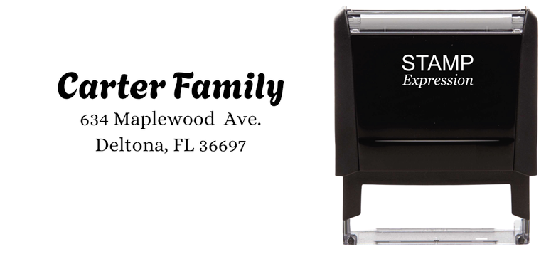 Classic Bold Carter FamilySelf-Inking Custom Rubber Stamp Personalized Return Address Stamp With Name and Address Self-Inking Custom Rubber Stamp | Personalized Return Address Stamp | Name & Address Customizable (70977)
