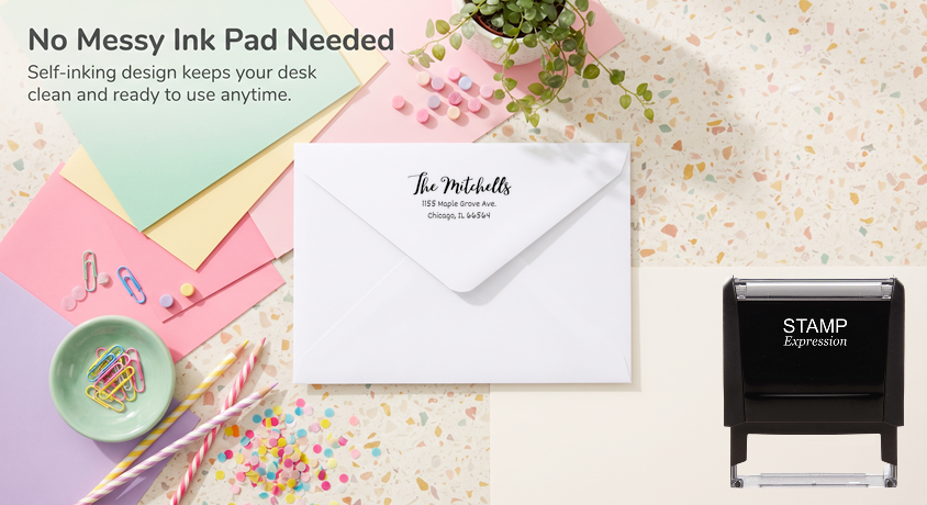 The Mitchells Bold ScriptSelf-Inking Custom Rubber Stamp Personalized Return Address Stamp With Name and Address Self-Inking Custom Rubber Stamp | Personalized Return Address Stamp | Name & Address Customizable (70986)