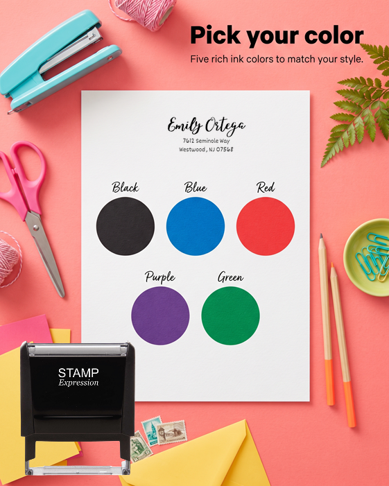 Ortega Curly ScriptSelf-Inking Custom Rubber Stamp Personalized Return Address Stamp With Name and Address Self-Inking Custom Rubber Stamp | Personalized Return Address Stamp | Name & Address Customizable (70987)