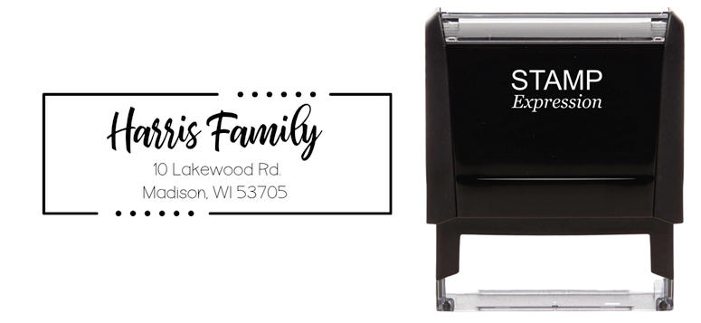 Border with Dots Harris Family Return Address Stamp