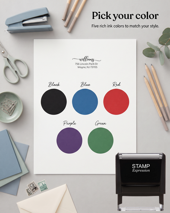 Fancy Script WilliamsSelf-Inking Custom Rubber Stamp Personalized Return Address Stamp With Name and Address Self-Inking Custom Rubber Stamp | Personalized Return Address Stamp | Name & Address Customizable (70998)