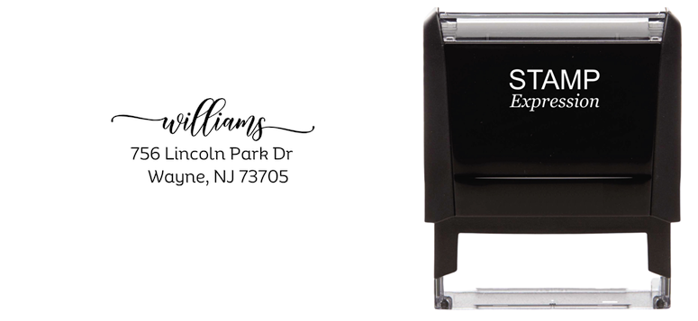 Fancy Script WilliamsSelf-Inking Custom Rubber Stamp Personalized Return Address Stamp With Name and Address Self-Inking Custom Rubber Stamp | Personalized Return Address Stamp | Name & Address Customizable (70998)