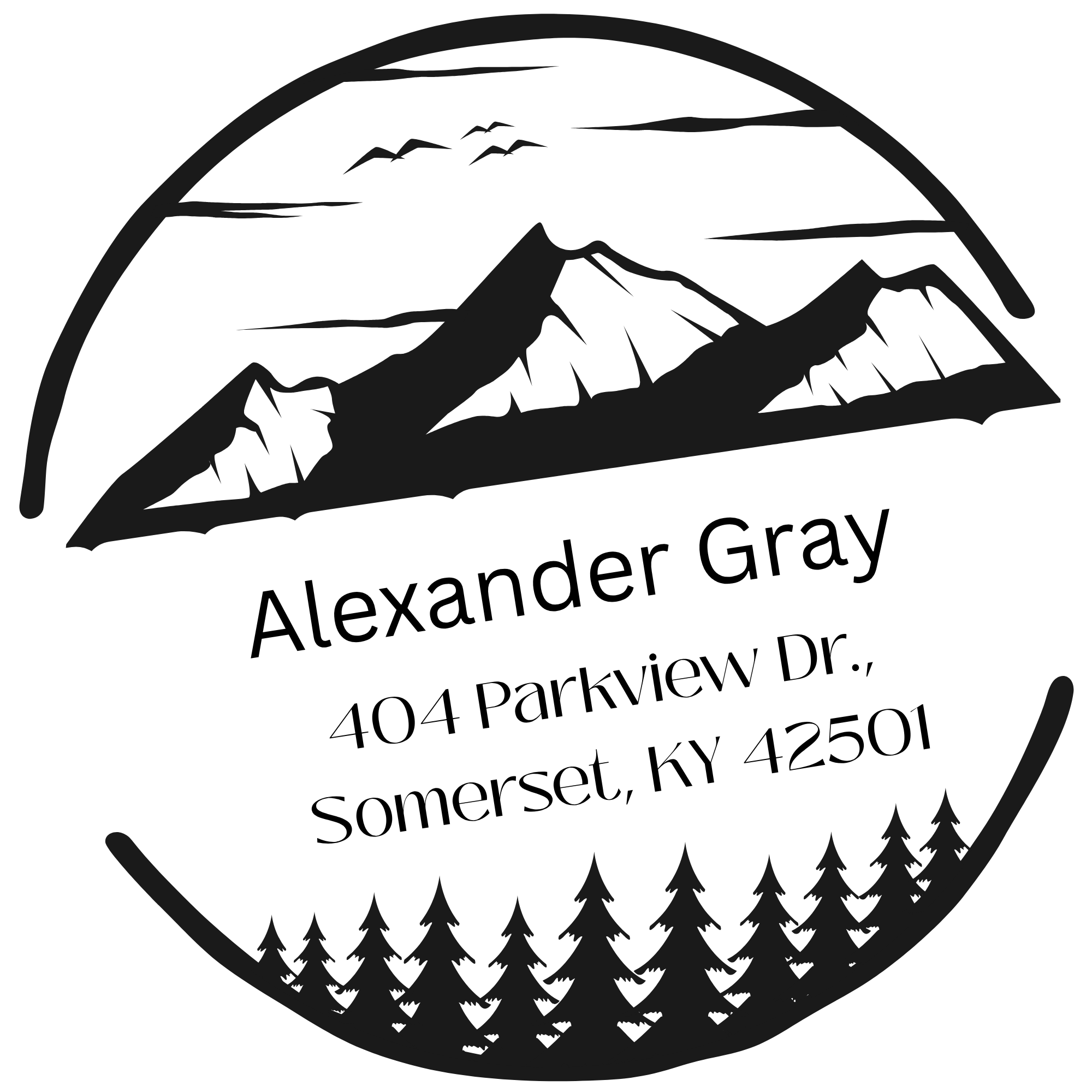 Mountains and Trees Address Stamp