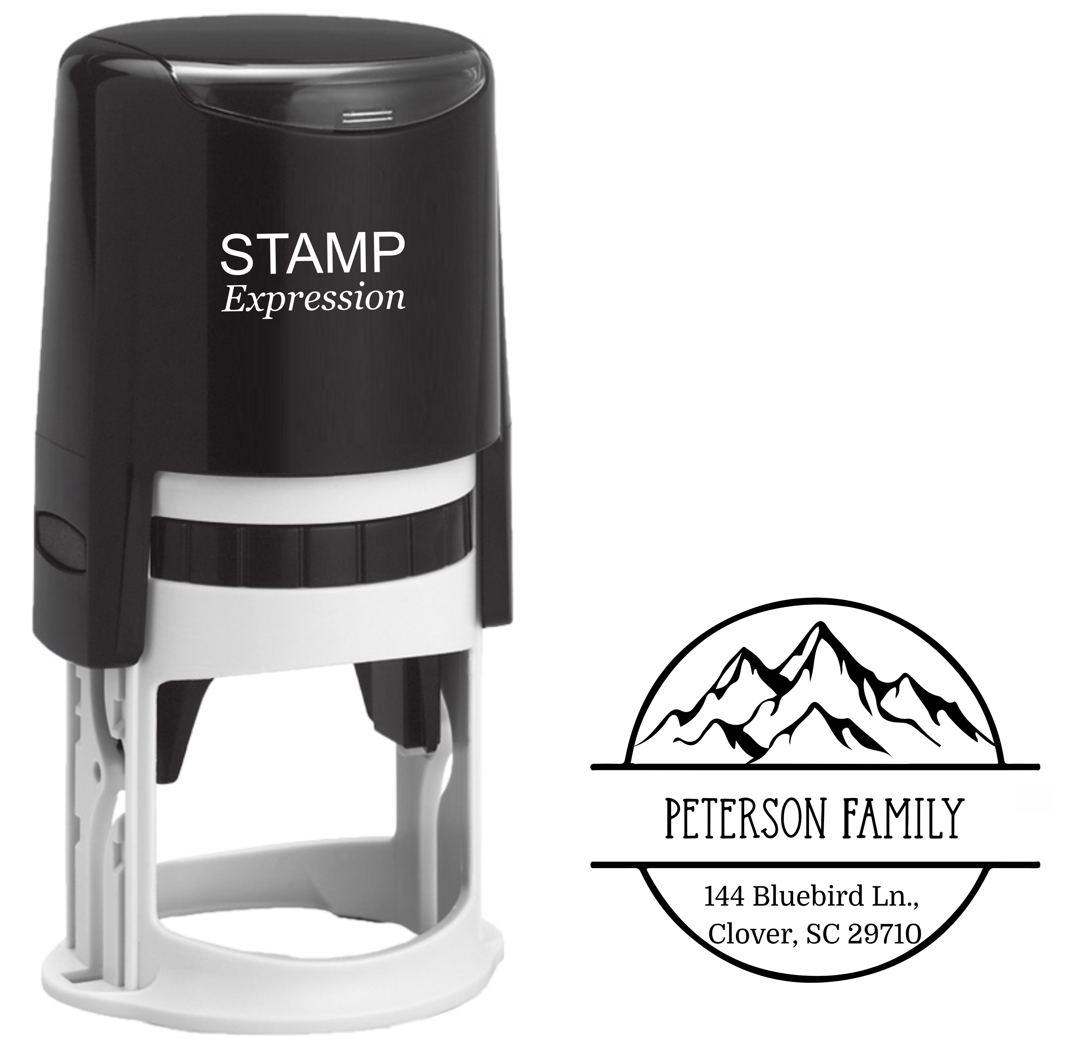 Mountains Circle Border Address Stamp