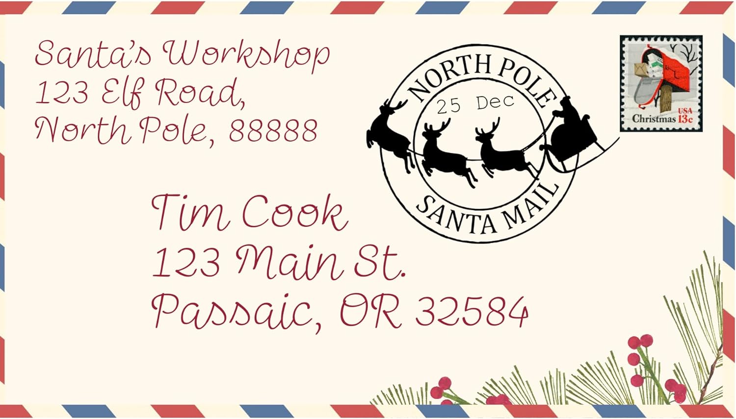 North Pole Santa Mail Christmas Stamp (SH-76242)