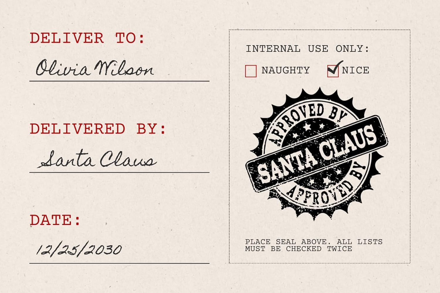 Approved by Santa Claus Rustic Christmas Stamp (SH-76250)