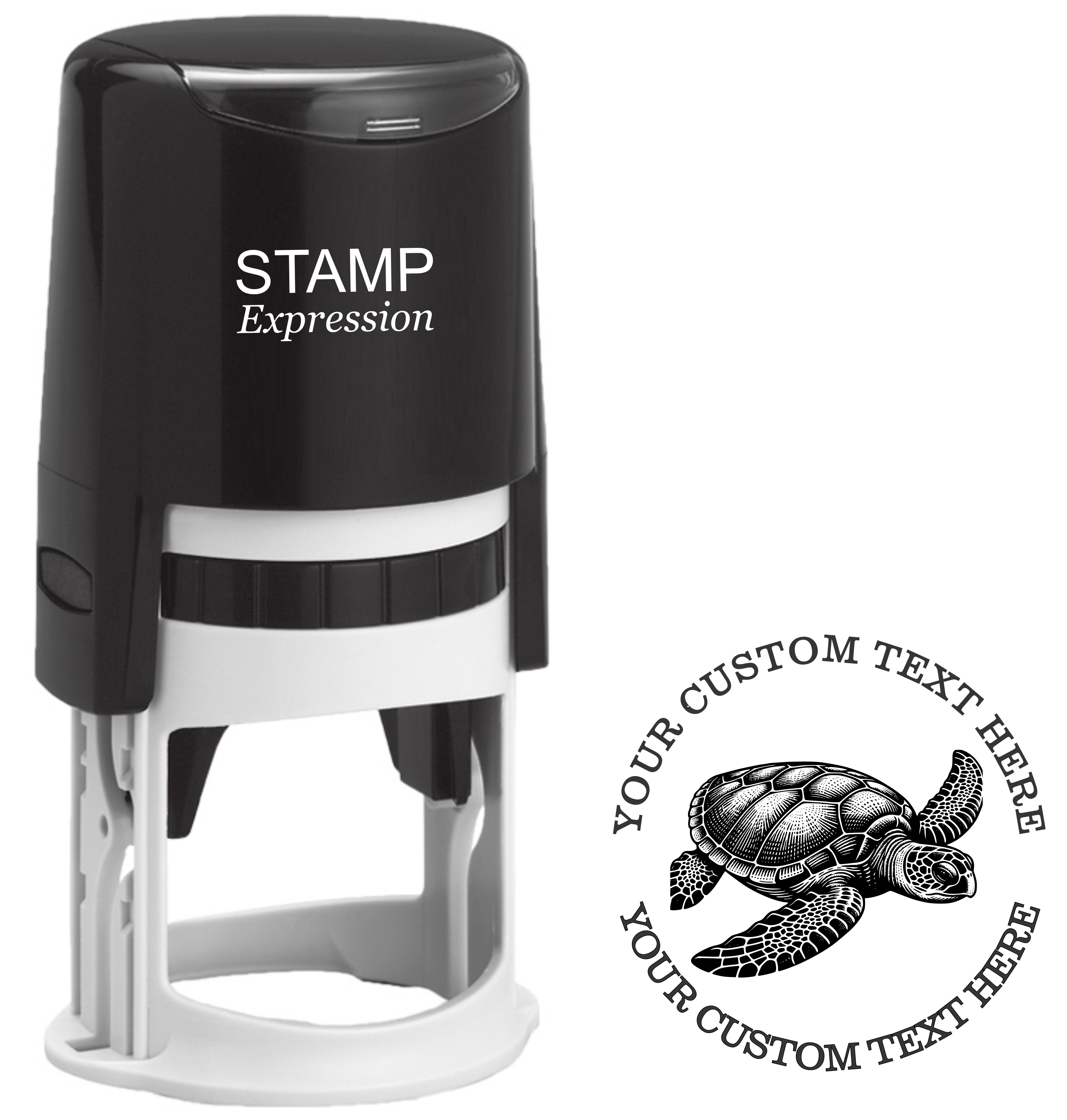 Sea Turtle Custom Return Address Stamp - Self Inking. Personalized Rubber Stamp with Lines of Text (SH-76329)