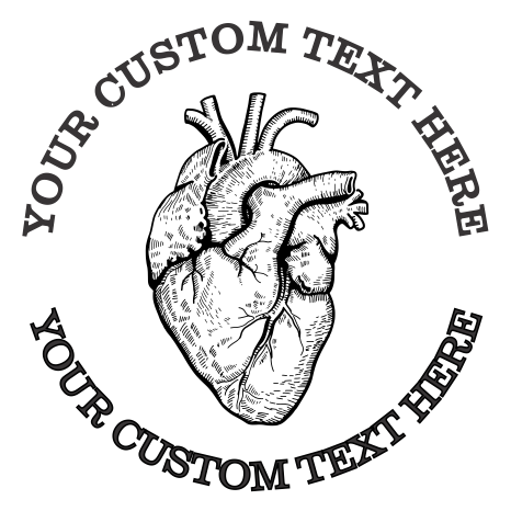 Human Heart Custom Stamp - Self Inking. Personalized Medical Heart Surgeon Return Rubber Stamp with Lines of Text (SH-76331)