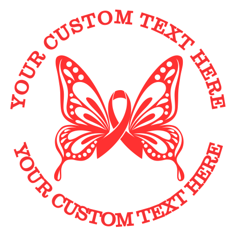 Breast Cancer Awareness Butterfly Custom Self-Inking Rubber Stamp | Ribbon Design | Personalized Address Stamp with Lines of Text (SH-76333)