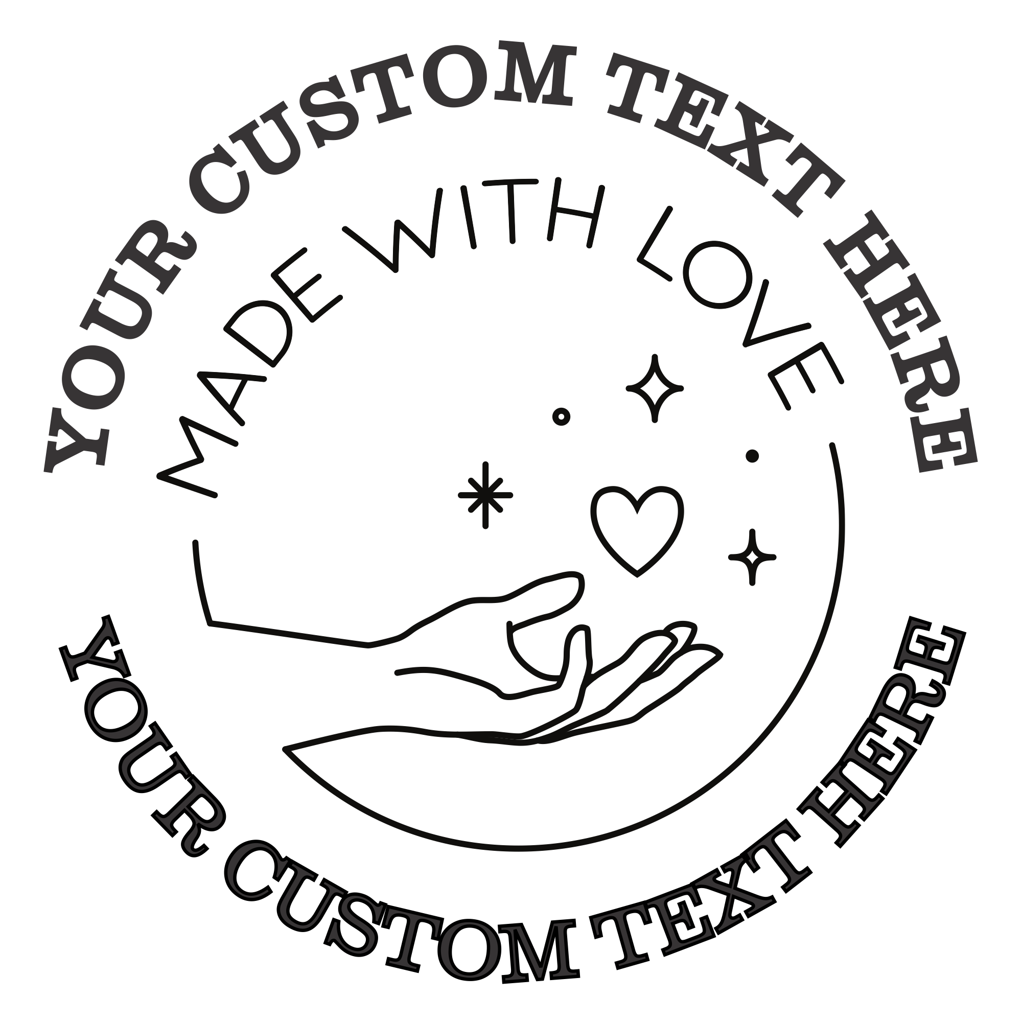 Made With Love Custom Stamp - Self Inking. Personalized Address Stamp with Lines of Text With FIsh Outline (SH-76362)