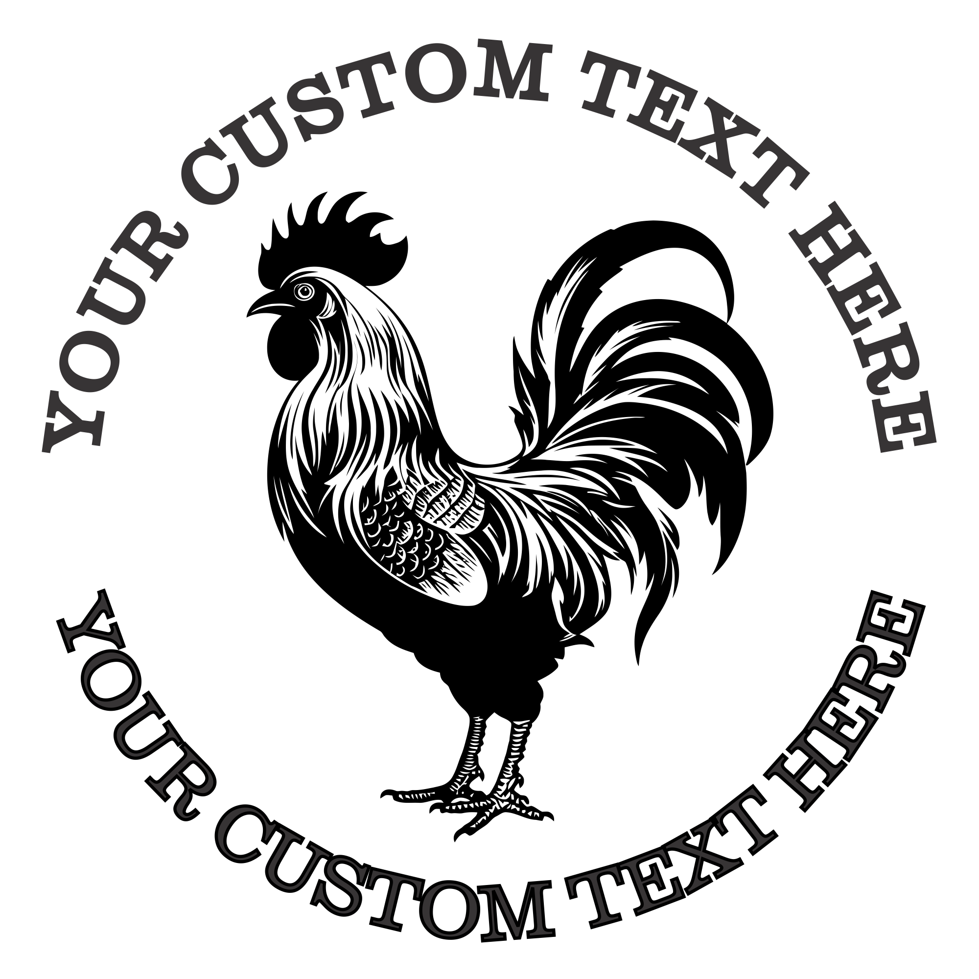 Rooster Custom Self Inking Rubber Stamp. Perfect To Stamp Egg Cartons but Not Eggs. Can Be Used as REturn Address Stamp. (SH-76369)