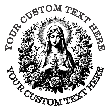 Virgin Mary Religious Christian Return Address Stamp – Personalized Self-Inking Rubber Stamp (SH-76380)
