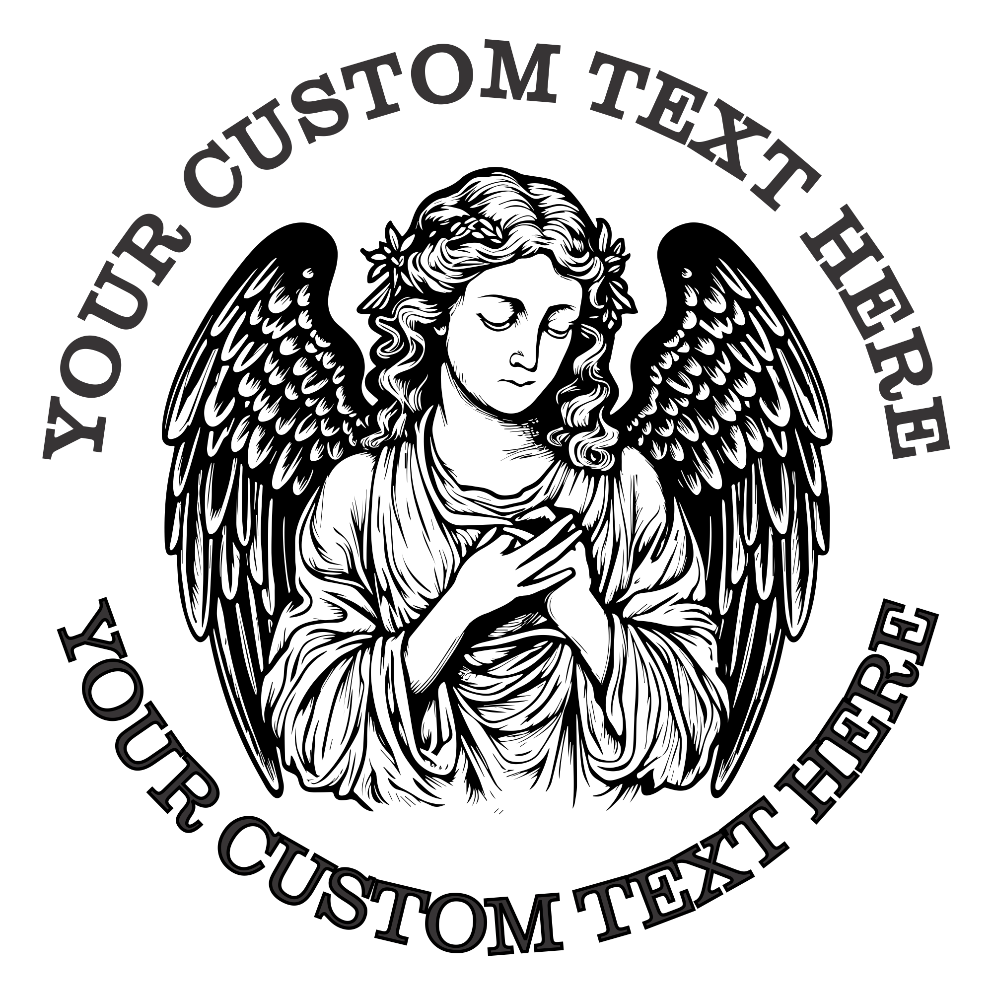 Angel Religious Christian Return Address Stamp - Self Inking. Personalized Rubber Stamp with Lines of Text (SH-76381)