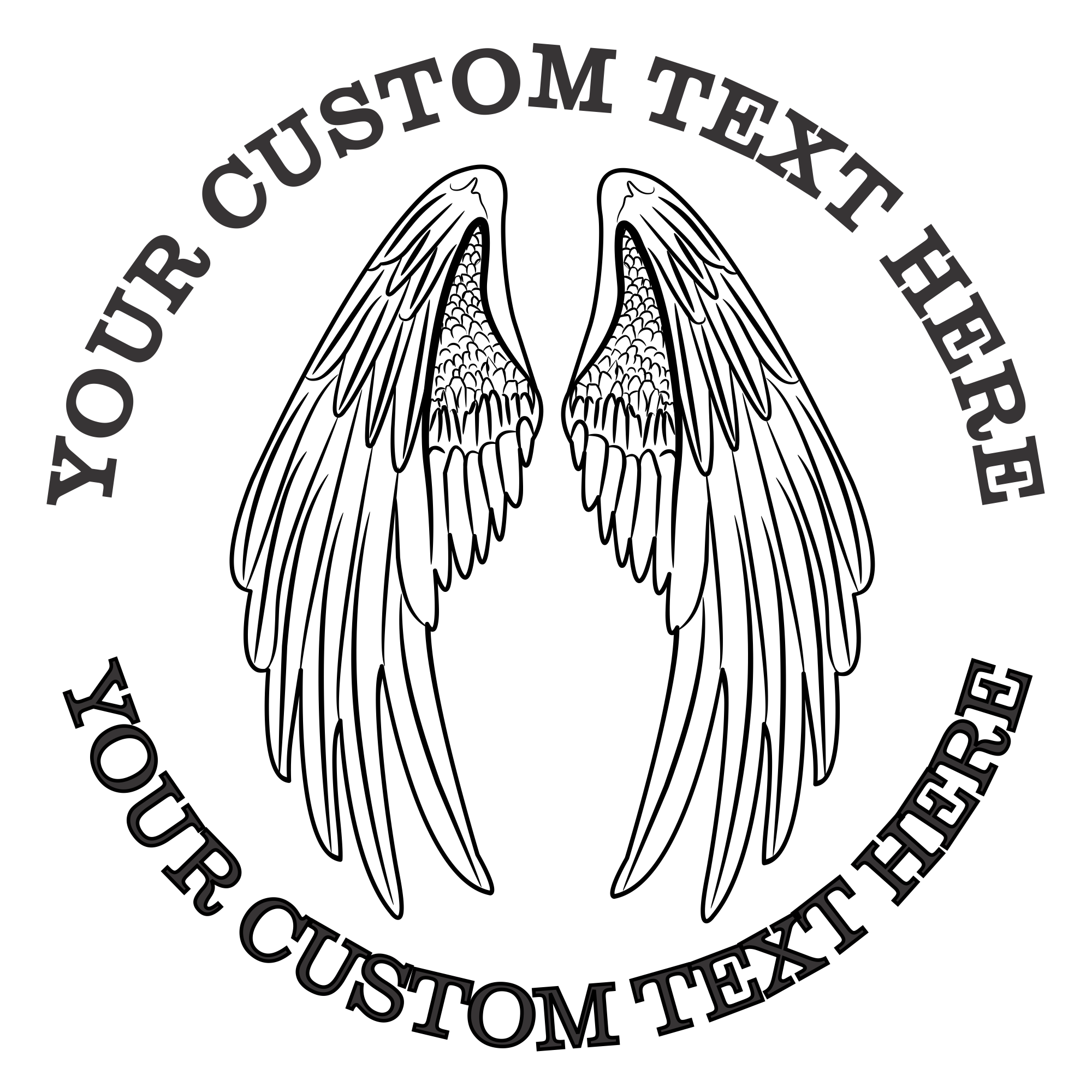 Angel Wings Custom Rubber Stamp - Self Inking. Personalized Return Address Stamp with Lines of Text (SH-76382)