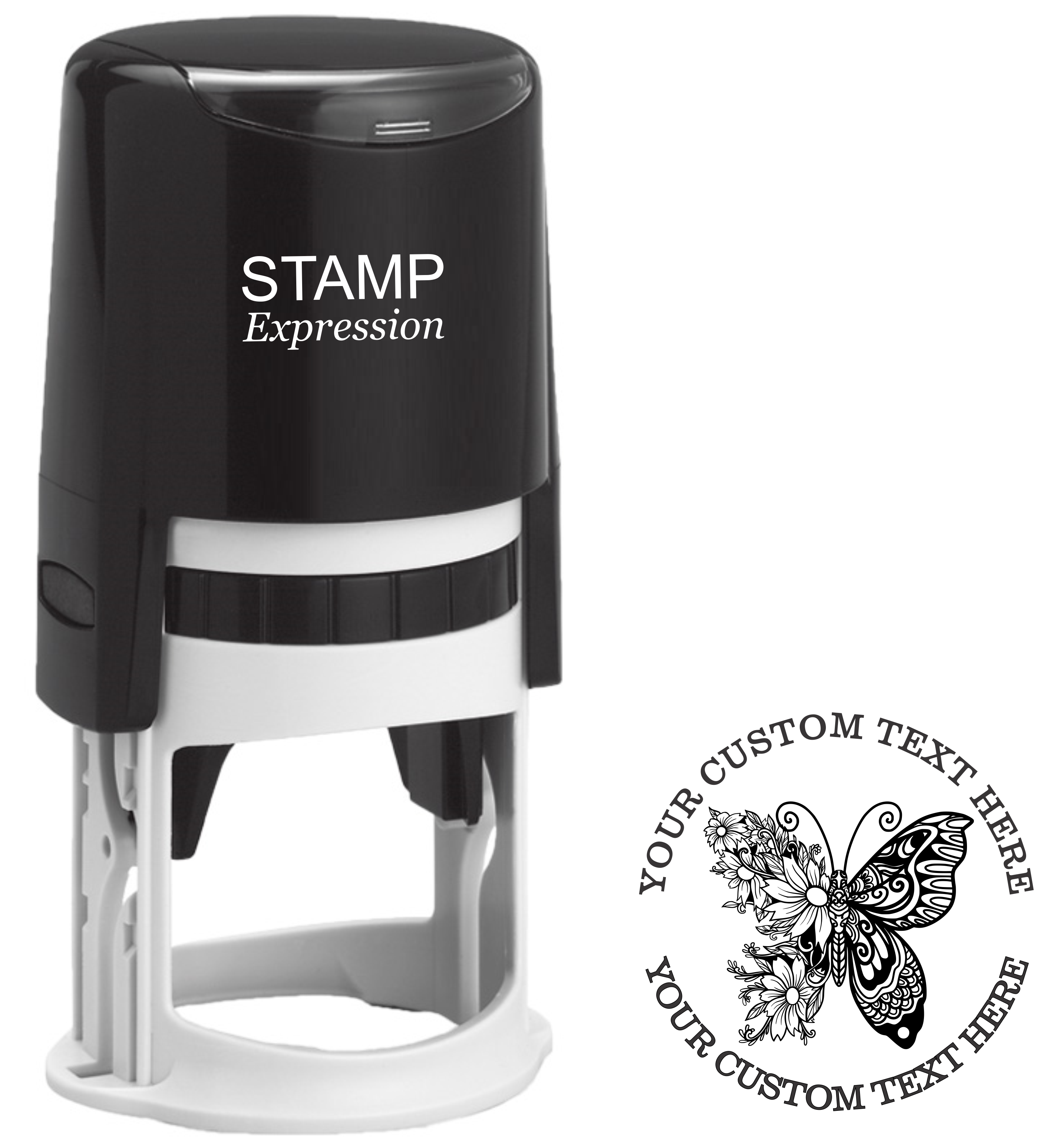 Whimsical Floral Butterfly Custom Self Inking Rubber Stamp. Perfect For Return Address Stamp (SH-76388)