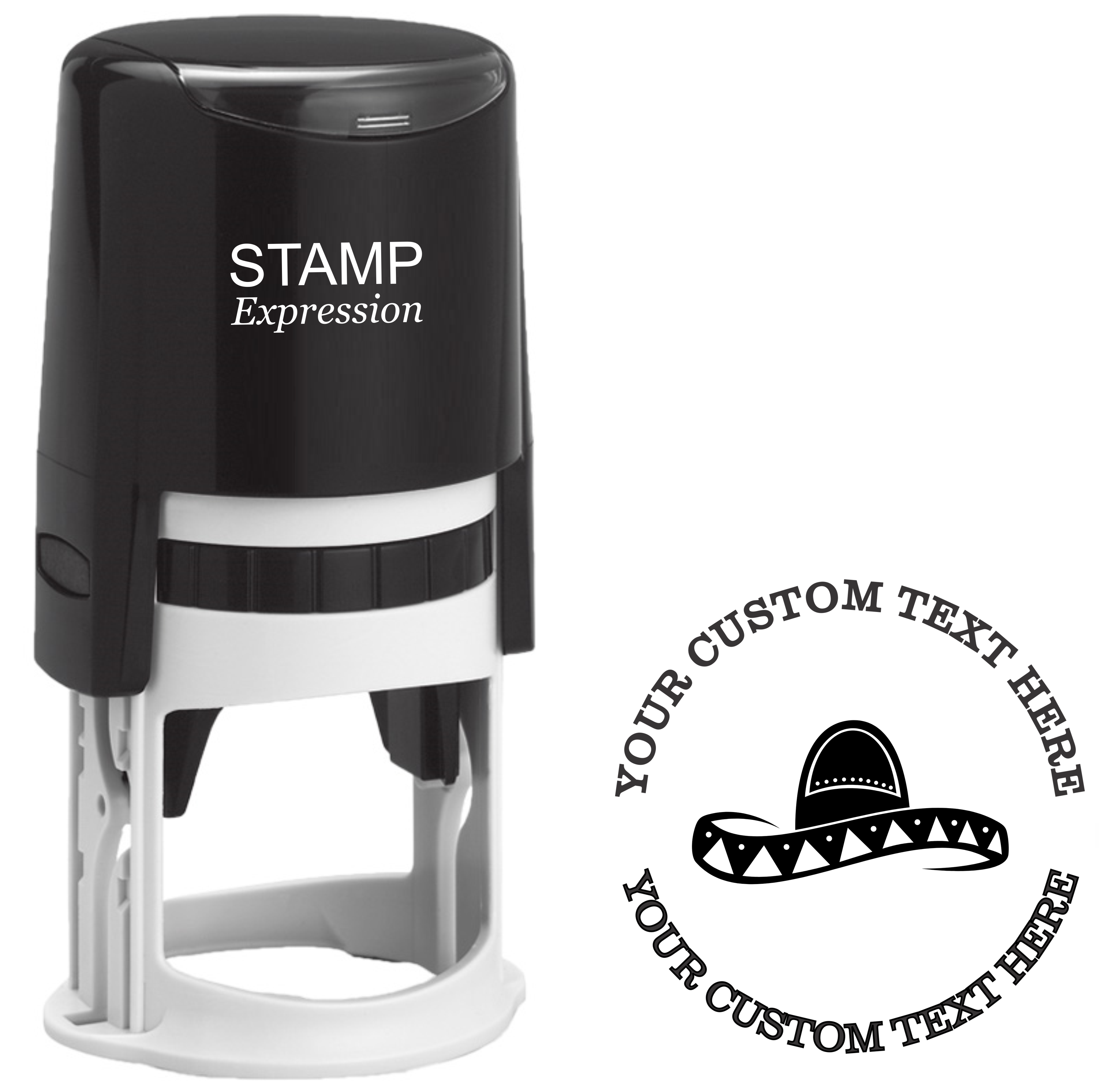 Mexican sombrero hat  Self-Inking Custom Rubber Stamp | Personalized Return Address Stamp | Name & Address Customizable | 1.6" In Diameter (SH-76501)