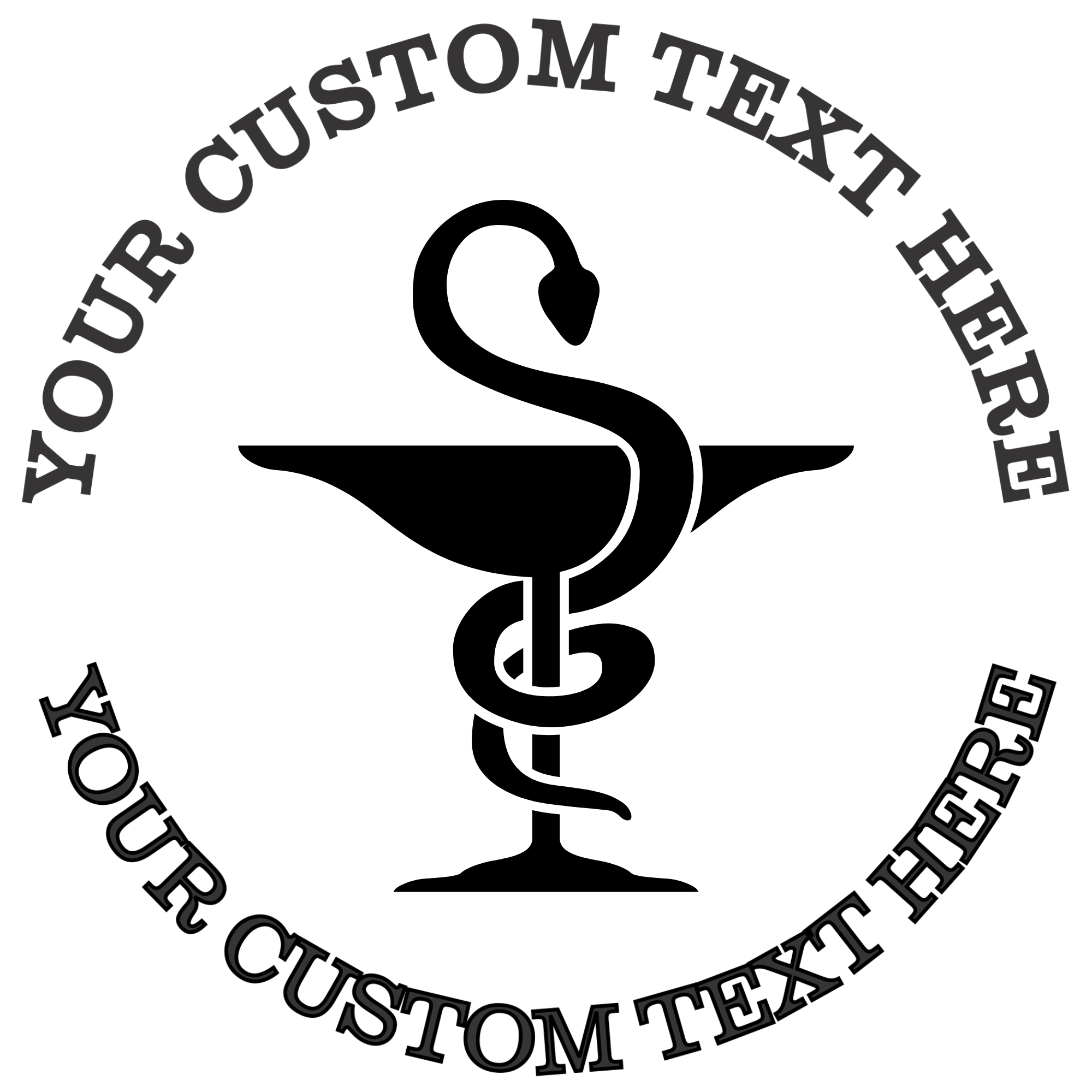 Bowl of Hygieia with a cup and a snake medical pharmacy  Self-Inking Custom Rubber Stamp | Personalized Return Address Stamp | Name & Address Customizable | 1.6" In Diameter (SH-76502)