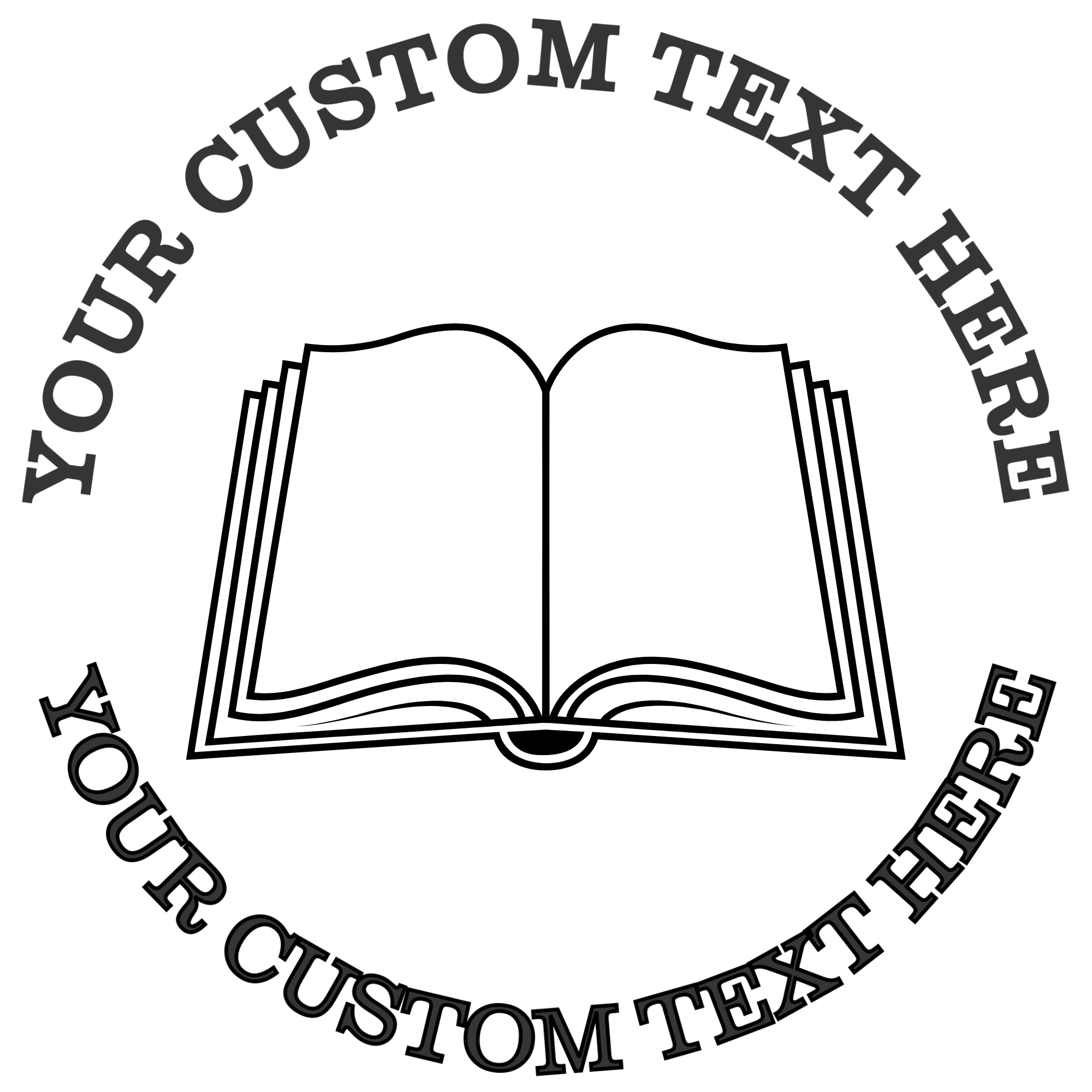 Open book outline  Self-Inking Custom Rubber Stamp | Personalized Return Address Stamp | Name & Address Customizable | 1.6" In Diameter (SH-76509)