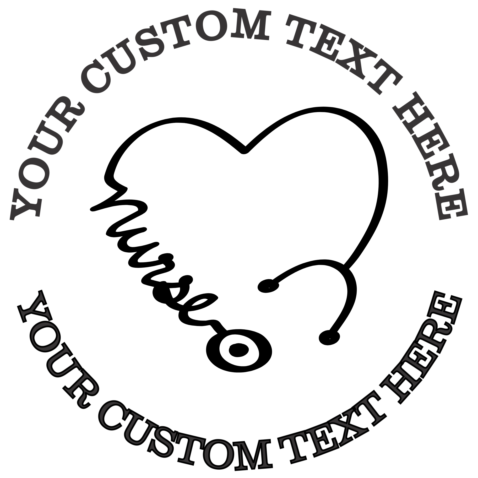 Heart stethoscope with the word nurse  Self-Inking Custom Rubber Stamp | Personalized Return Address Stamp | Name & Address Customizable | 1.6" In Diameter (SH-76511)